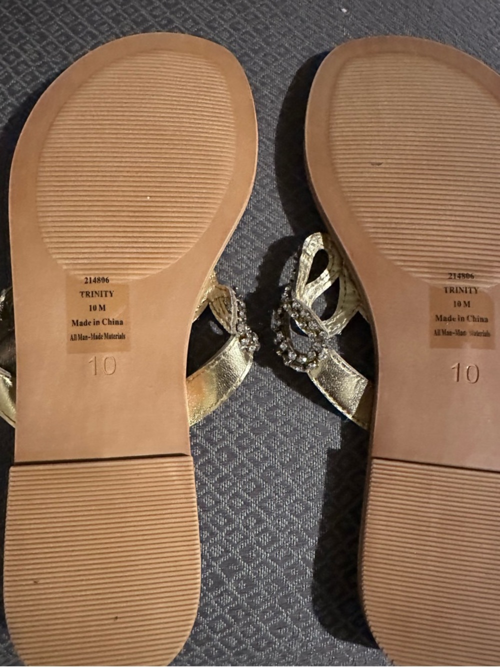 Trinity Gold Rhinestone Butterfly Toe-Post Sandals - Picture 2 of 2